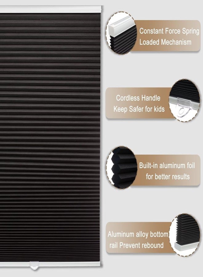 MYshade 1.5-Inch Cellular Cordless Blackout Shades,Thermal Insulating Noise Reducing Waterproof Blinds,Honeycomb Window Treatments for Indoor Light Control (Black-34.5" W x 72" H) - Image 2